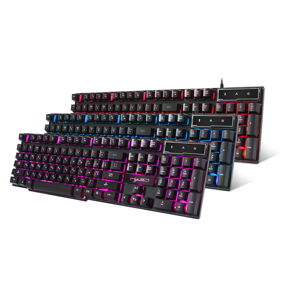 HXSJ R8 Russian+English Gaming Keyboard Floating LED 3 Color Backlit Keyboard with Similar Mechanical Feel For Teclado Gamer