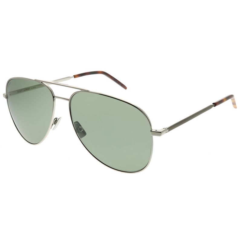 Saint Laurent  002 Unisex Aviator Sunglasses Silver 59mm
