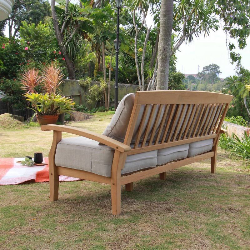 Caterina Teak Patio Sofa with Cushion - Beige - Cambridge Casual