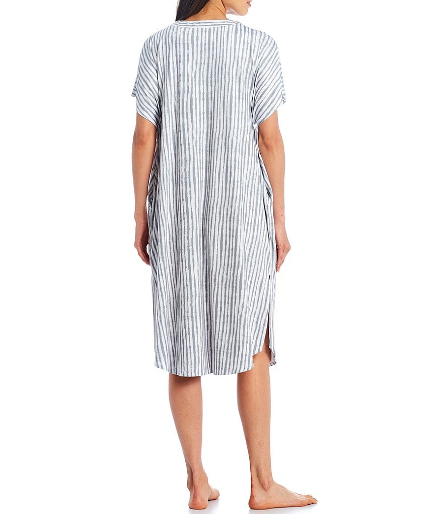 iRelax Striped Recycled Knit V-Neck Caftan