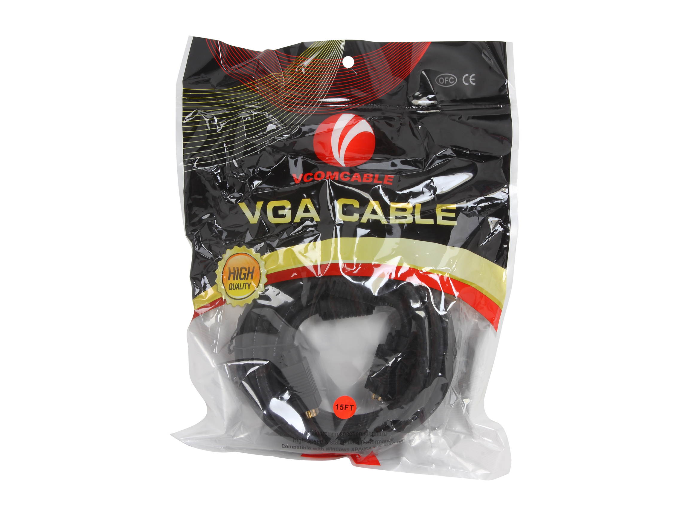 VCOM VC-VGA15M 15 ft. SVGA HD15 Male to Male Black Cable