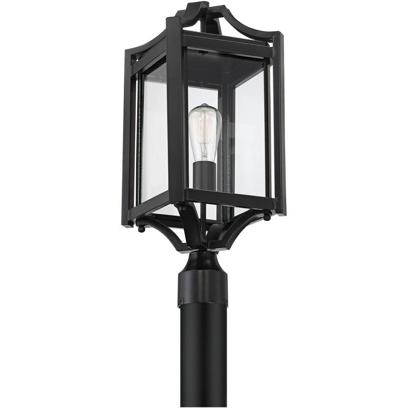 Franklin Iron Works Rustic Farmhouse Outdoor Post Light Fixture Black 20 1/4" Clear Glass House Porch Patio Garden Yard Walkway