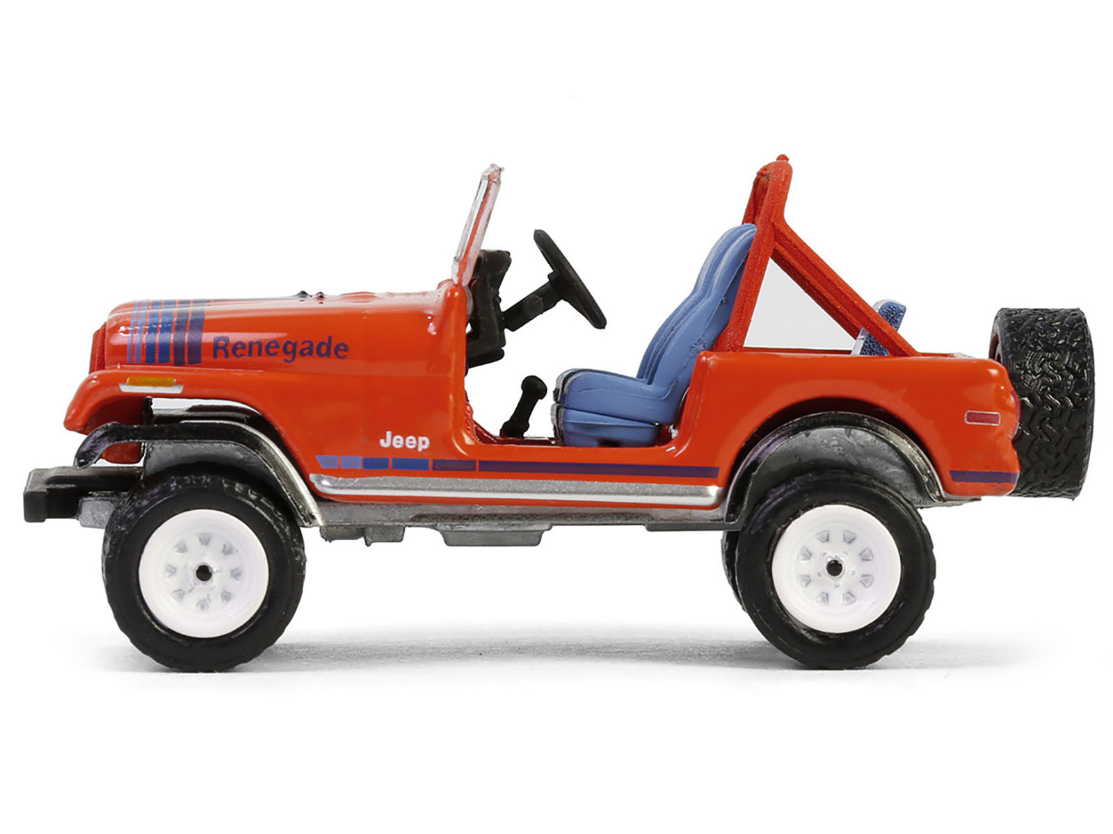 1979 Jeep CJ-7 Renegade Red with Blue Stripes "We Build 'em Tough Because you Play Rough" "Vintage Ad Cars" Series 11 1/64 Diecast Model Car by Greenlight