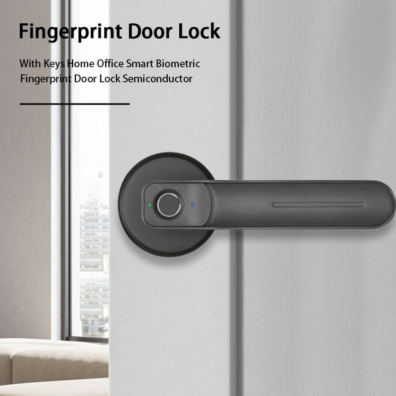 Smart Fingerprint Door Lock Biometric Apartment Electric Zinc Alloy With Keys (Grey)