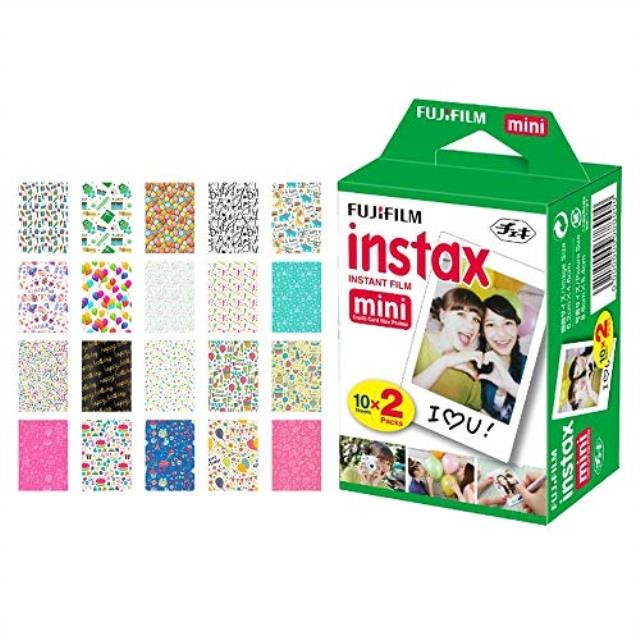 fujifilm instax mini instant film 20 exposures + 20 sticker frames for fuji instax prints birthday package