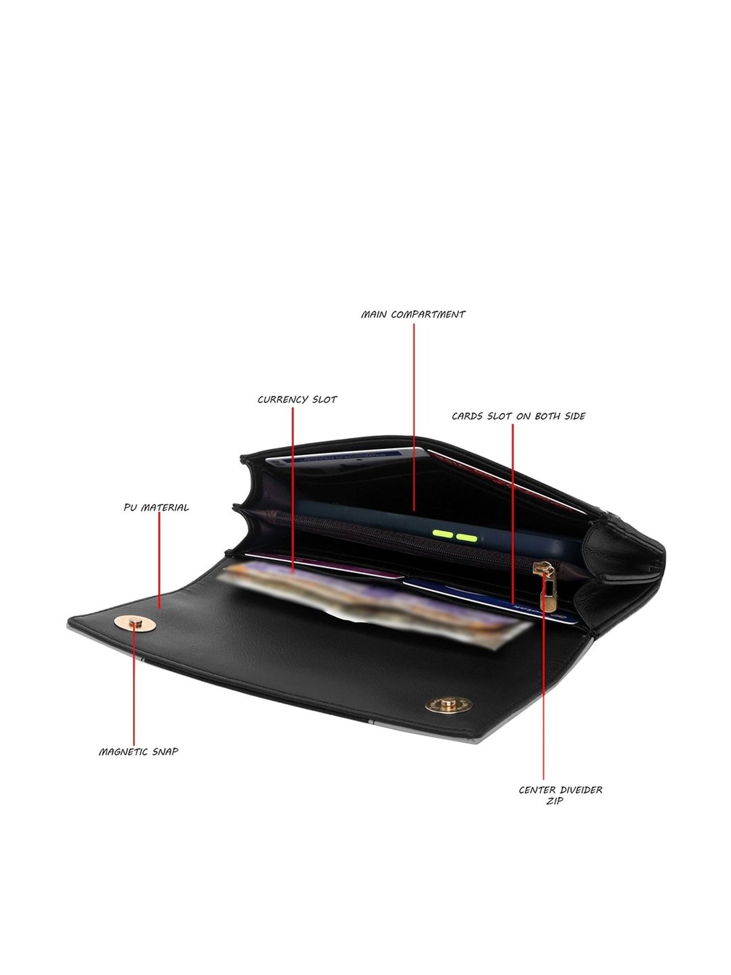 Pierre Cardin Black & Grey Color Block Wallet for Women