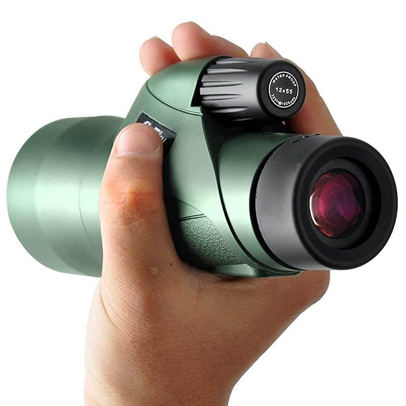 12x55 High Definition Monocular Telescope and Quick Smartphone Holder 2019 Newest Waterproof Monocular BAK4 Prism for Wildlife Bird Watching Hunting Camping Travelling Wildlife Secenery