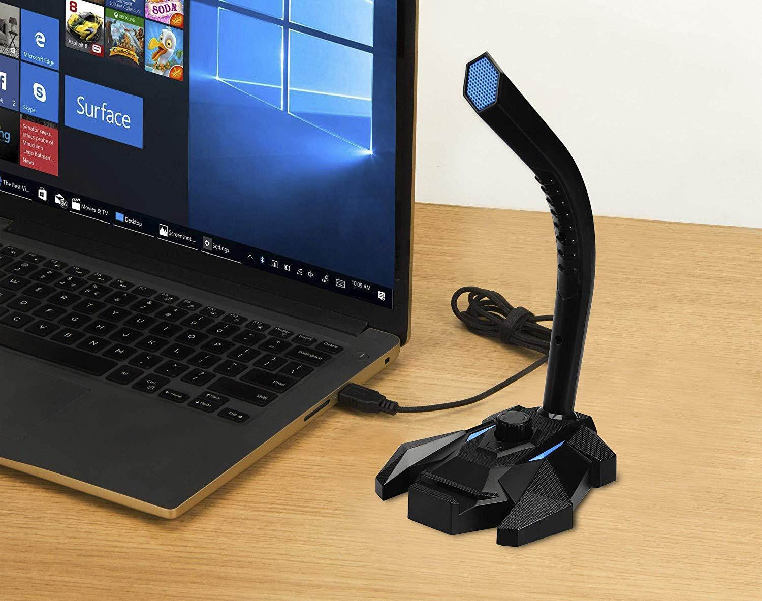 AmazonBasics USB Gaming Microphone, Blue