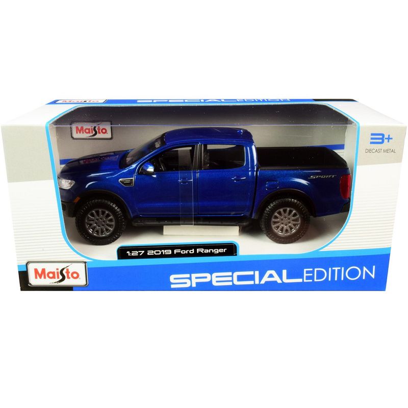 2019 Ford Ranger Lariat Sport Pickup Truck Dark Blue Metallic 1/27 Diecast Model Car by Maisto
