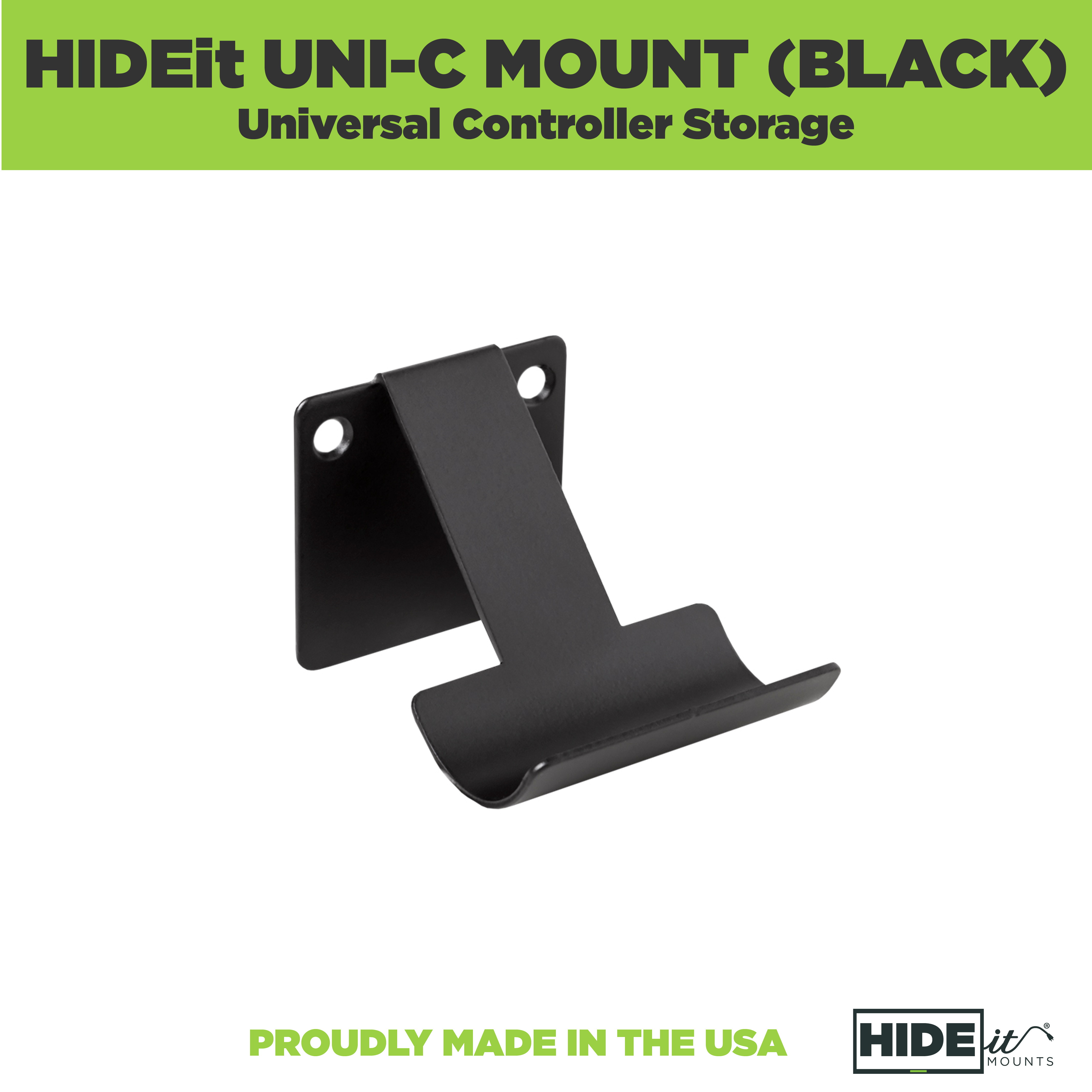HIDEit Uni-C (2 pack Black) Controller Wall Mount | Made in the USA