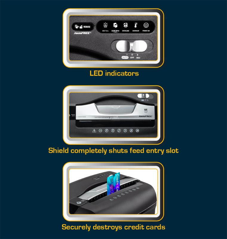 Aurora JamFree AU1235XA 12-Sheet Cross-Cut Paper / Credit Card Shredder with Pull-Out Wastebasket