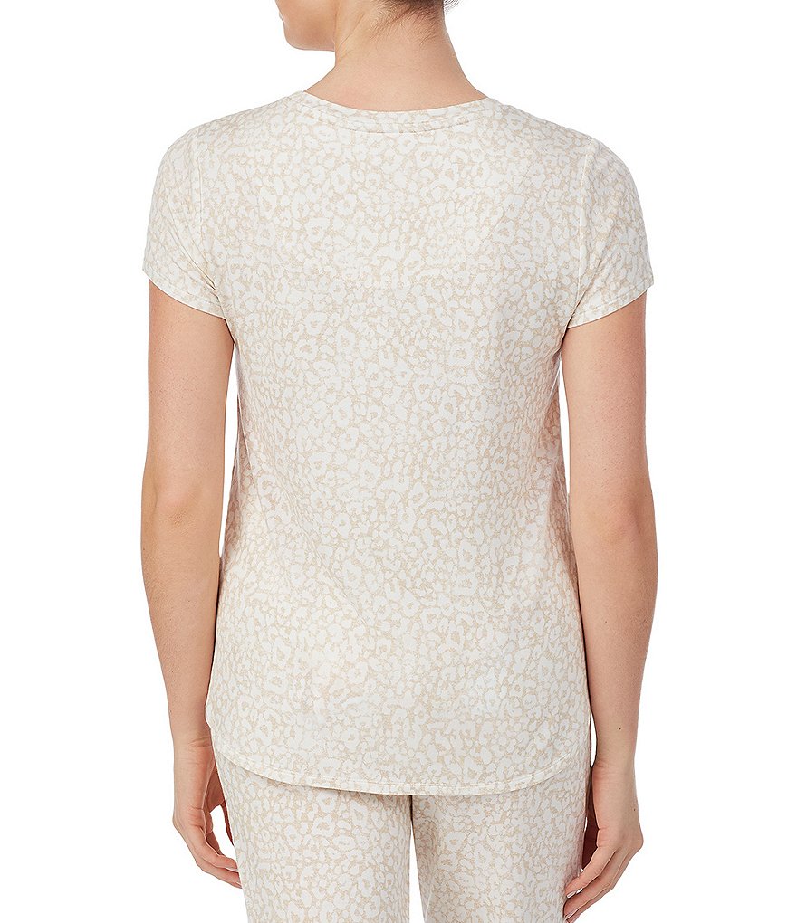 iRelax Printed French Terry Round Neck Scoop Hem Coordinating Sleep Top