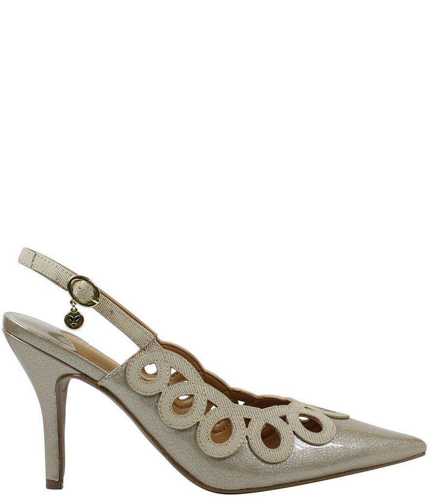 J. Renee Reghina Patent Cut-Out Detail Slingback Pumps