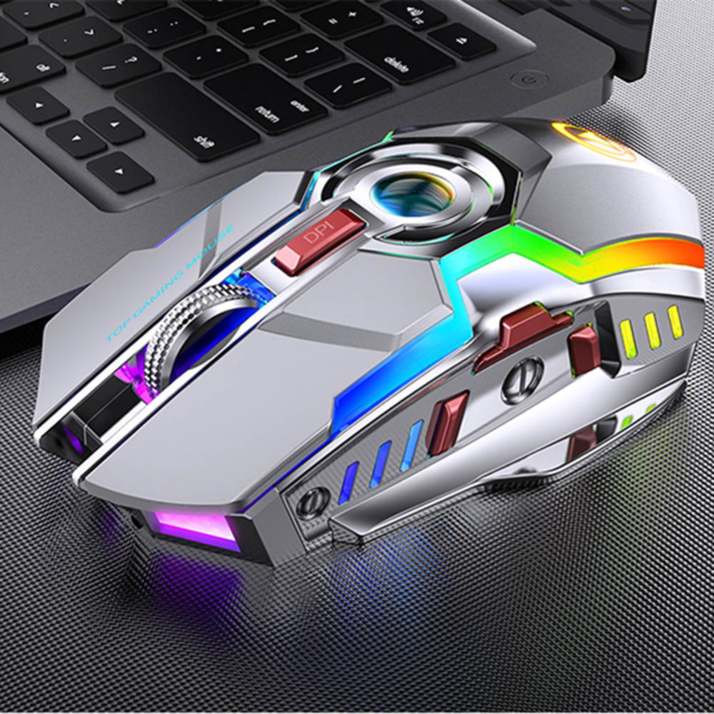 Gaming Mice Rechargeable Wireless Mouse Silent Ergonomic 7 Keys RGB Backlit 1600 DPI LED Backlit Mouse for Computer PC