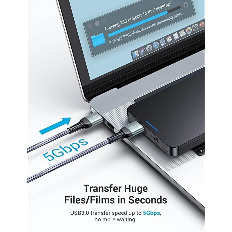 2 Pack  USB 3.0 A to A Male Cable 6.6FT+6.6FT,USB 3.0 to USB 3.0 Cable [Never Rupture] USB Male to Male Cable Double End USB Cord Compatible with Hard Drive Enclosures, DVD Player, Laptop Cool