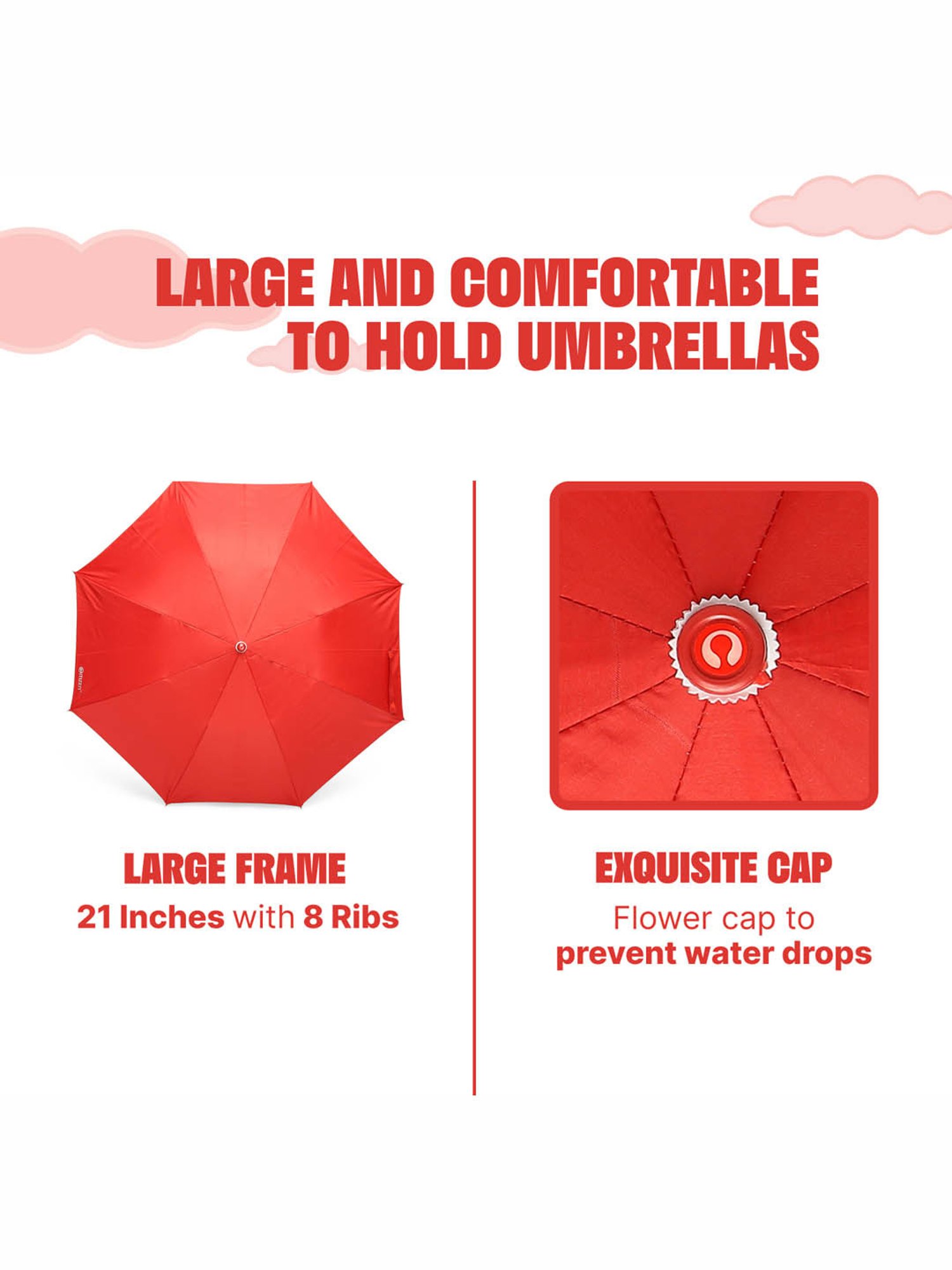Citizen Red Solid Free Size Umbrella