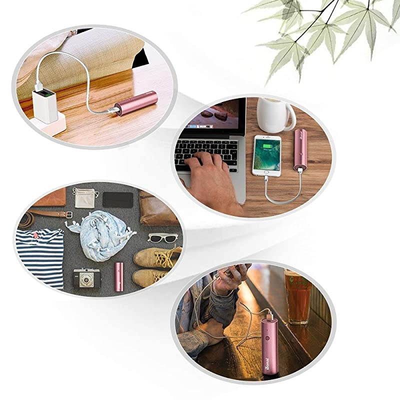 Portable Charger  UltraCompact Aluminum Power Bank 5000mAh Travel HighSpeed Output External Backup Battery Compatible iPhone iPad iPod Samsung Tablets PinkCharging Cable Included