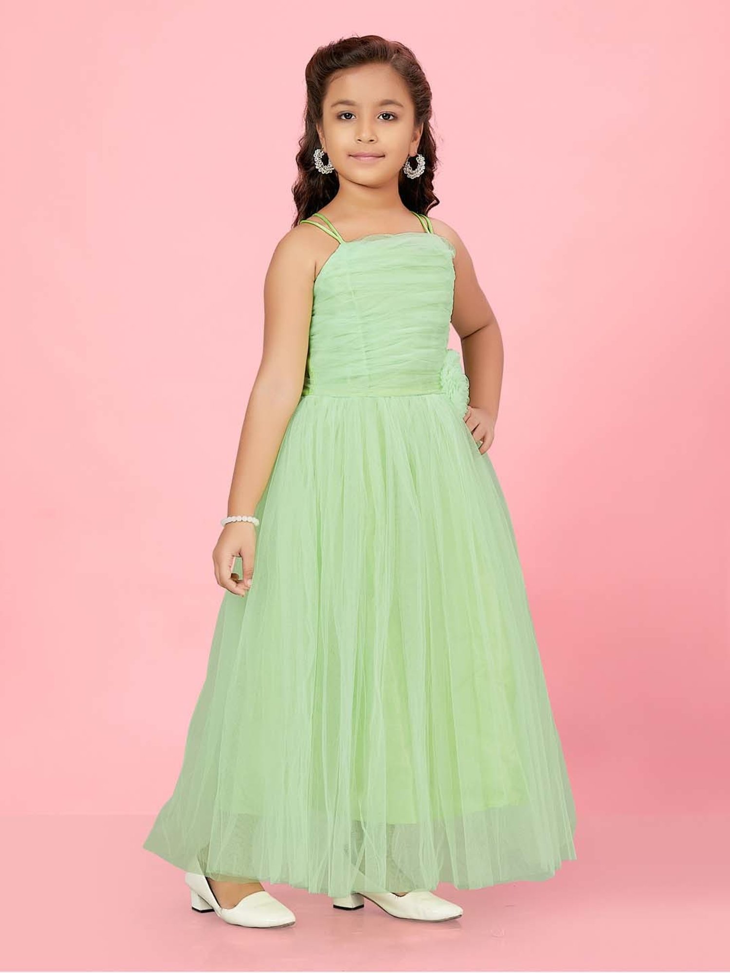 Aarika Kids Green Applique Gown