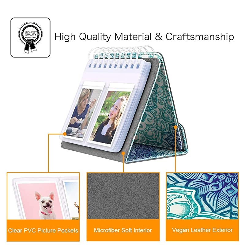 Calendar Photo Album for 3-Inch Film - 64 Pockets Album for Fujifilm Instax Mini 11/Mini 9/Mini Link Printer/Mini LiPlay, Canon Ivy CLIQ, Polaroid, Kodak Instant Print Camera, Moroccan Love