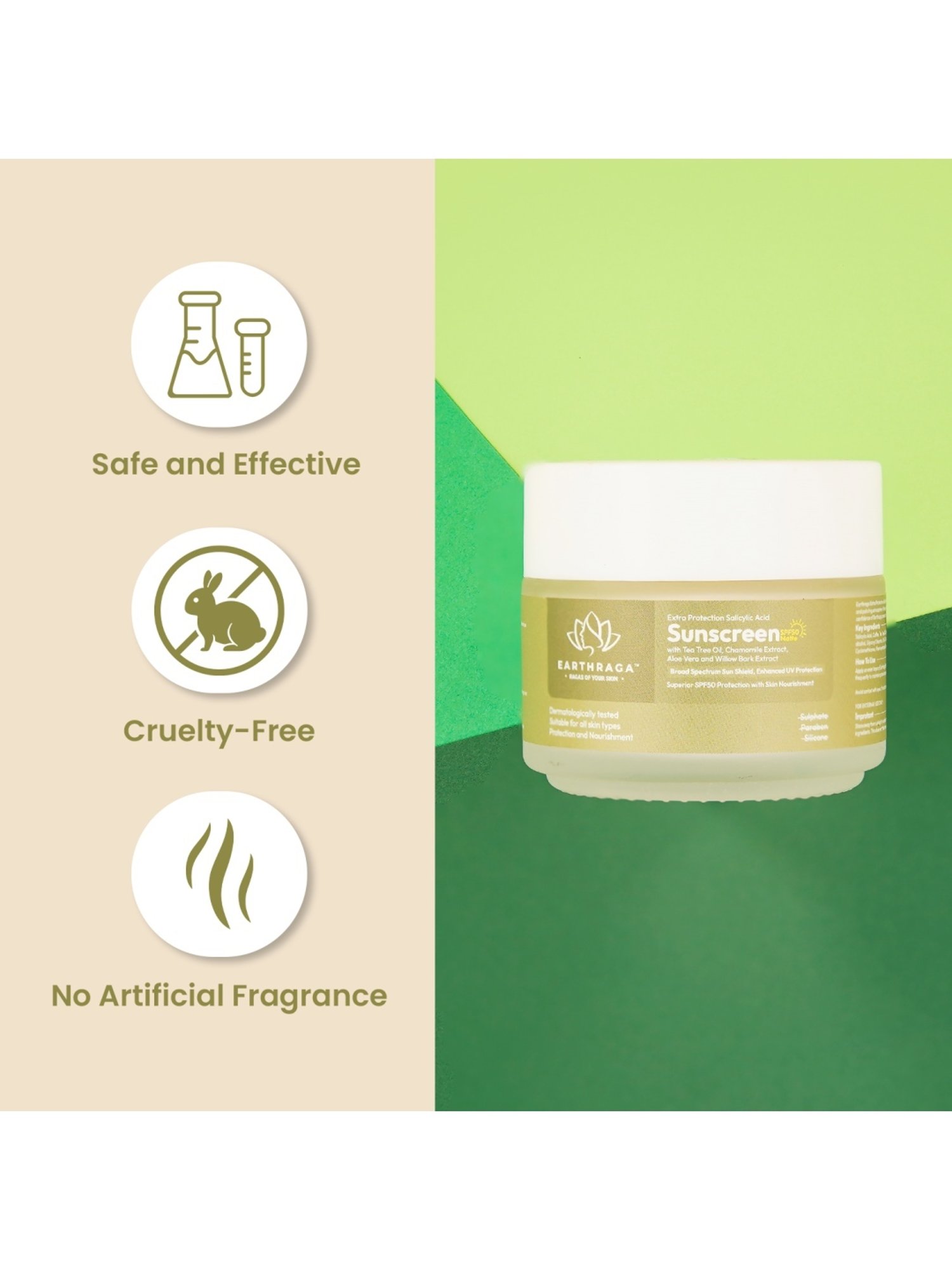 Earthraga Extra Protection Salicylic Acid Sunscreen SPF 50 Matte - 100 ml