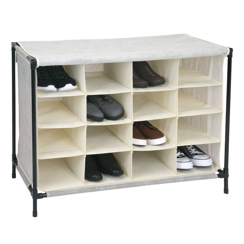 IRIS 2 Tier Slim Stackable Metal Shoe Rack Black
