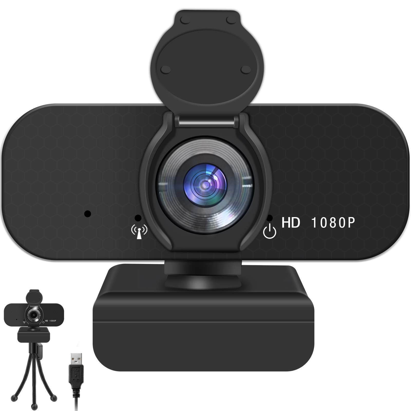 Webcam, USB HD 1080p Web Camera, PC Computer Webcam with Tripod,Microphone.Laptop Desktop HD Camera Video 110&deg;Widescreen,Webcam, Pro Streaming Webcam for Recording, Calling, Conferencing, Gaming