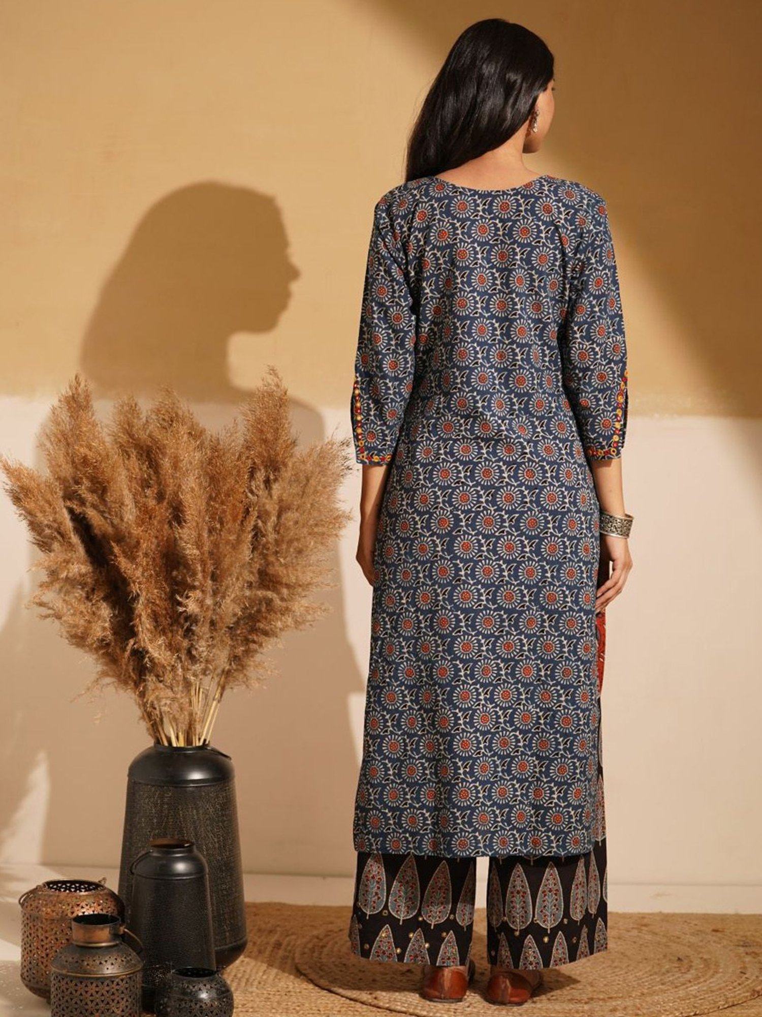 Love Chic Indigo Blue Ajrakh Cotton Straight Kurta