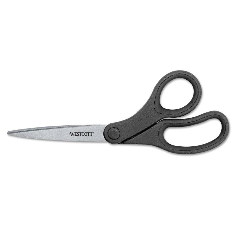 ACME KleenEarth Basic Plastic Handle Scissors 7" Long Pointed Black 15582
