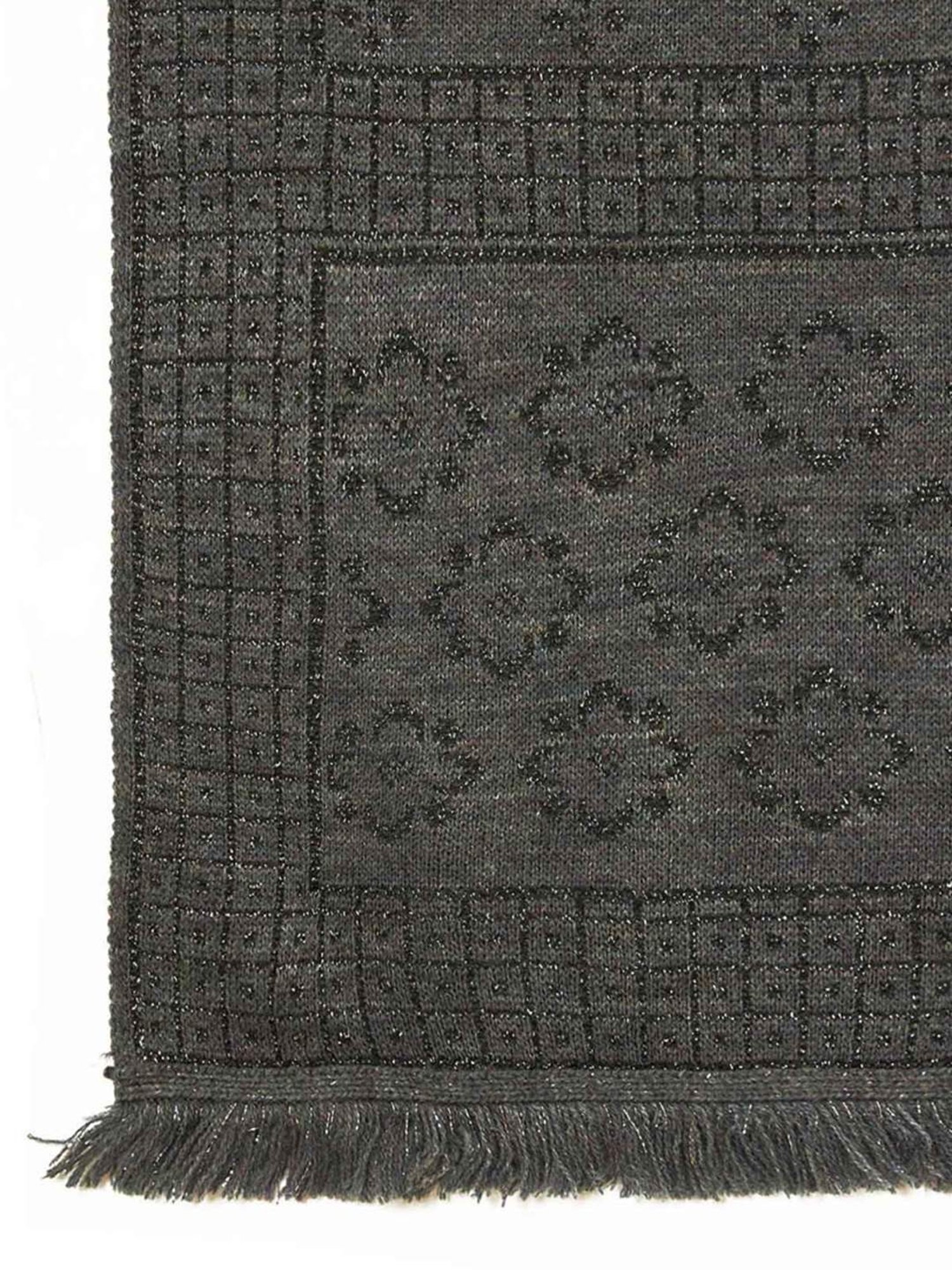 Soch Charcoal Grey Woven Pattern Shawl