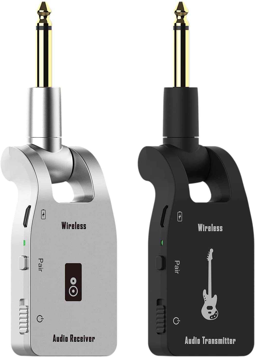 Wireless Guitar System, Rechargeable Guitar Transmitter Receiver Set for Electric Guitar Bass