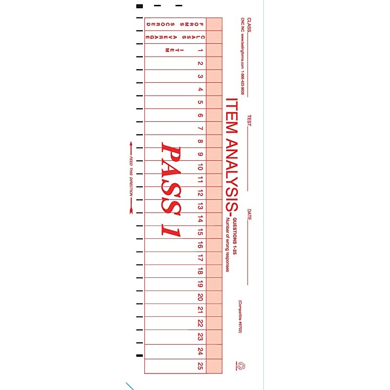 Item Analysis 9702 50 Question Compatible Testing Forms 100 Pack