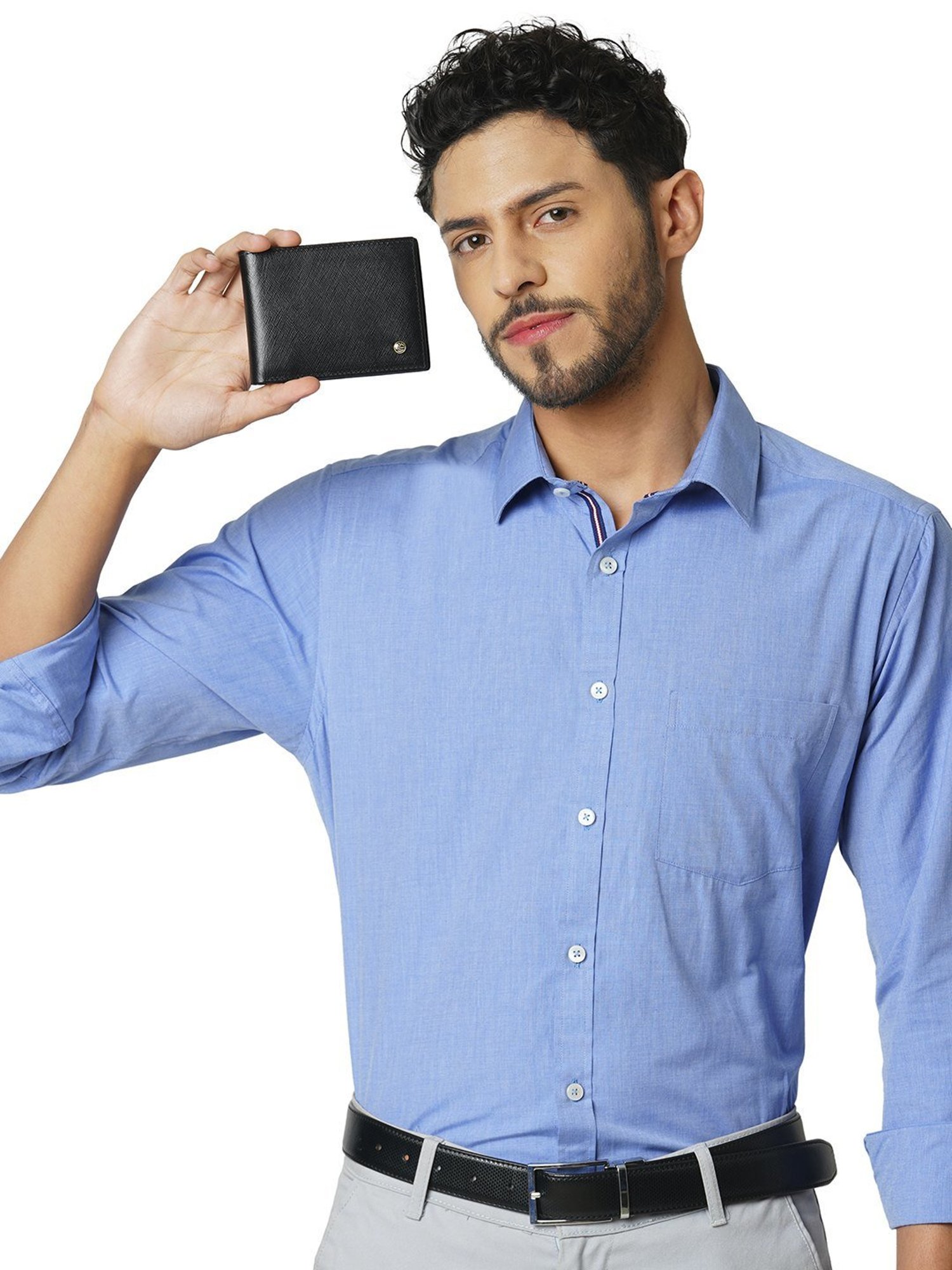 PERQUISITE Black Casual Leather Bi-Fold Wallet for men