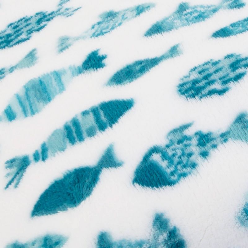 50"x70" Mohan Fish Printed Loft Fleece Decorative Throw Turquoise - Décor Therapy