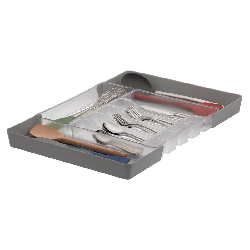 13"x16" Hexa 6-Divider Expandable Silverware Tray (Expands up to 23.25") Clear - Spectrum Diversified