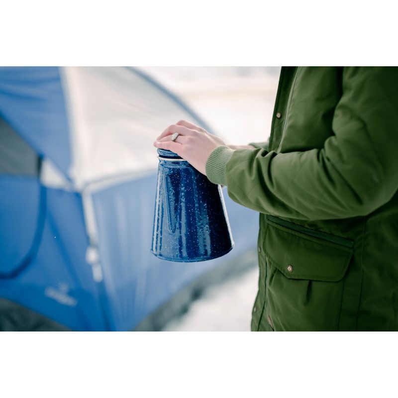 Stansport Enamel Coffee Pot 8 Cup Percolator With Basket Blue