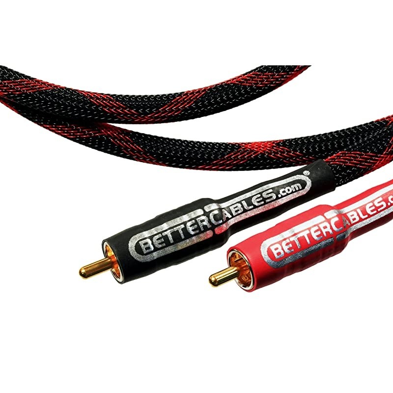 6 Feet  Silver Serpent Anniversary Edition Red/Black RCA Audio Interconnect Cables - Stereo Pair (2 Cables) High-End, High-Performance, Premium Hi-Fi Audio