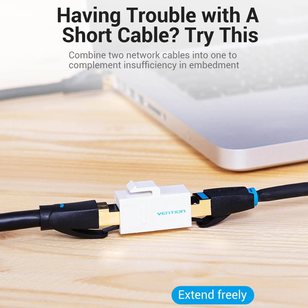 Vention VDD-B07-W RJ45 Connector Cat.5e UTP Keystone Jack Coupler for Network Cable Extension White 1 Piece