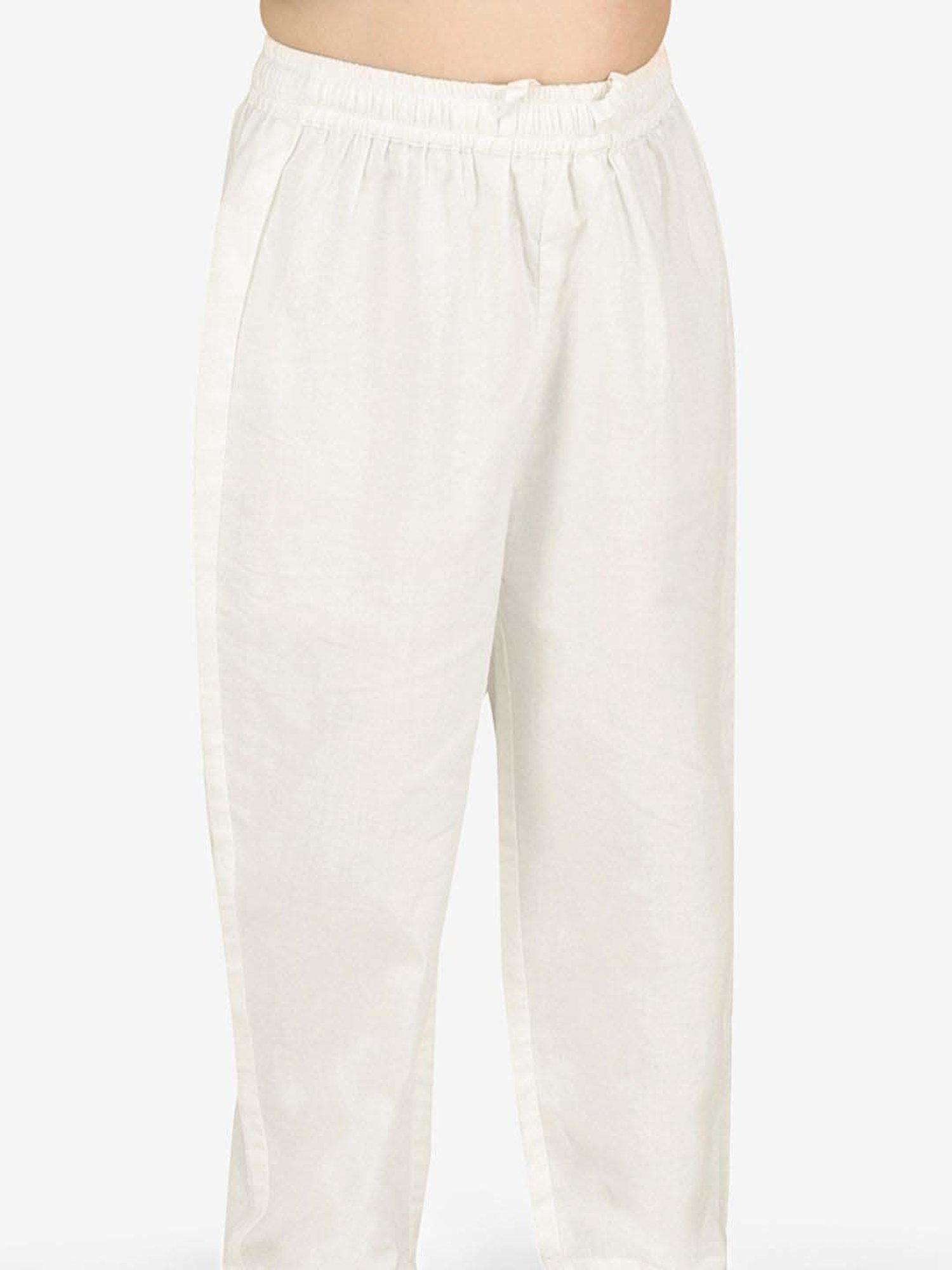 Lil Drama Kids Yellow & White Cotton Embroidered Full Sleeves Kurta Set