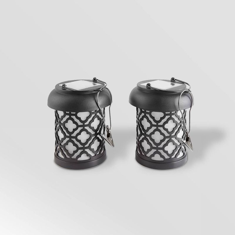 2pk 10" Quatrefoil Hanging Solar Outdoor Lantern - Smart Solar