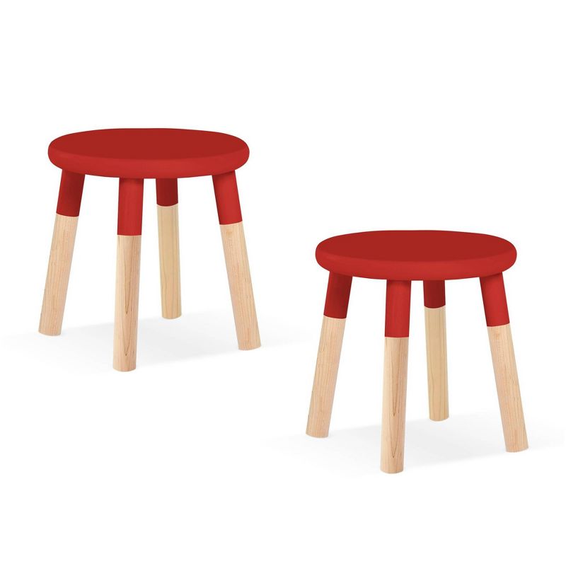 Set of 2 Peewee Wood Veneer Kids' Chairs Maple/Red - Nico & Yeye