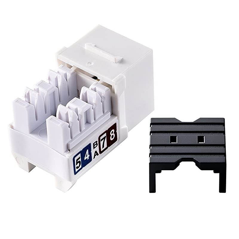 50Pack RJ45 Cat6 Slim Profile UTP Unshielded Keystone Jack with Punch Down Palm Holder White
