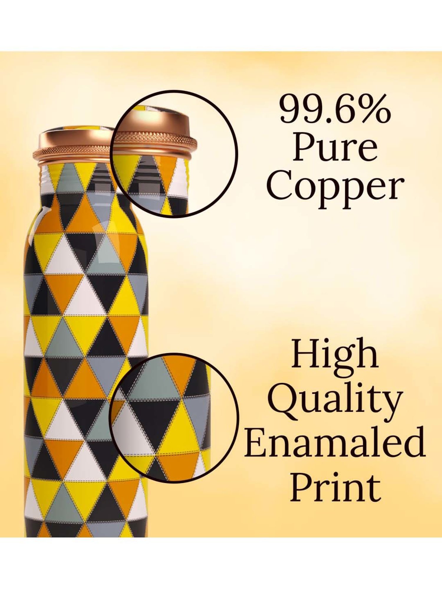 Everything Beautiful Yellow & Black Copper Water Bottle & Glass Set