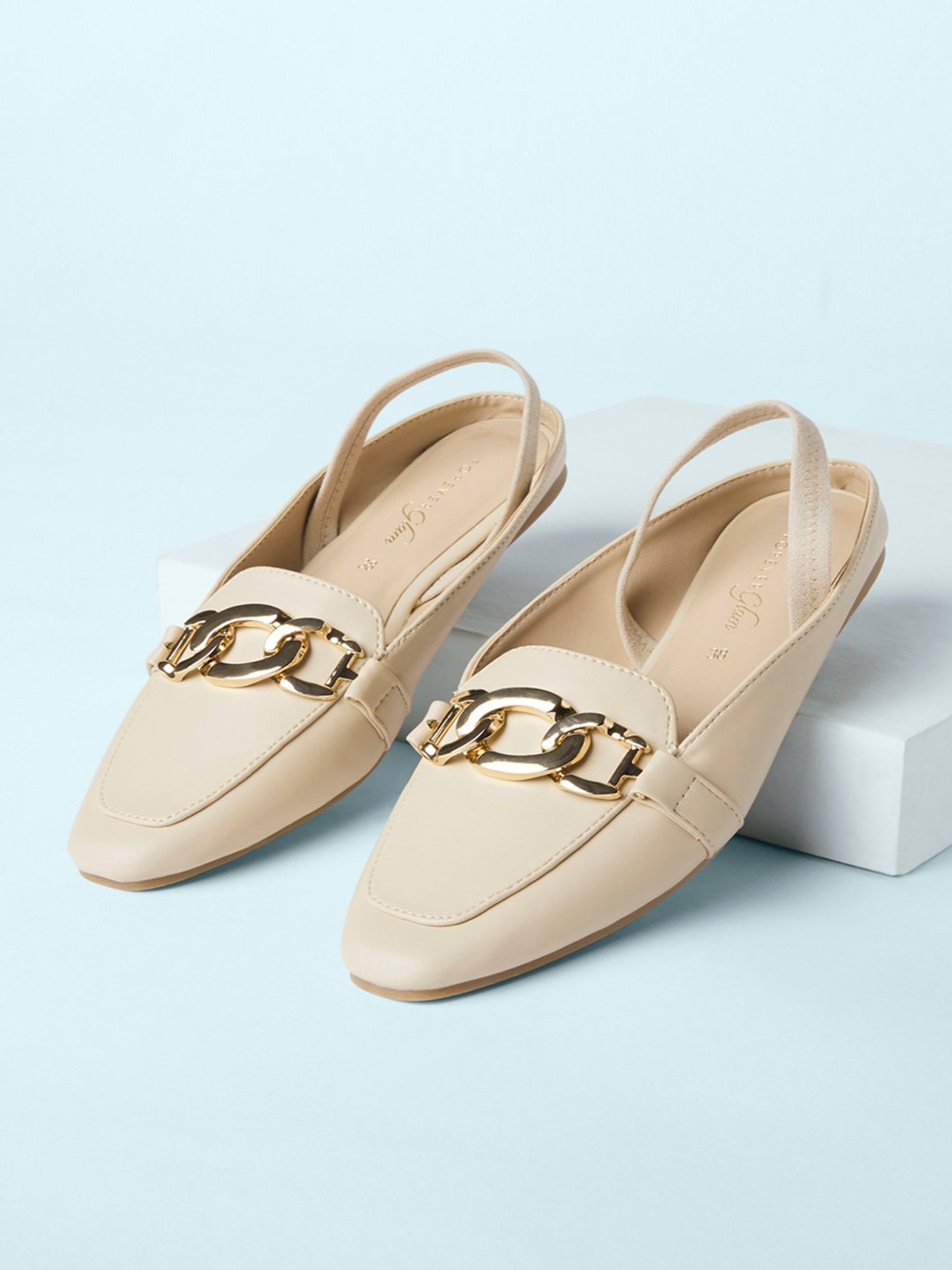 Forever Glam by Pantaloons Women's Beige Sling Back Sandals