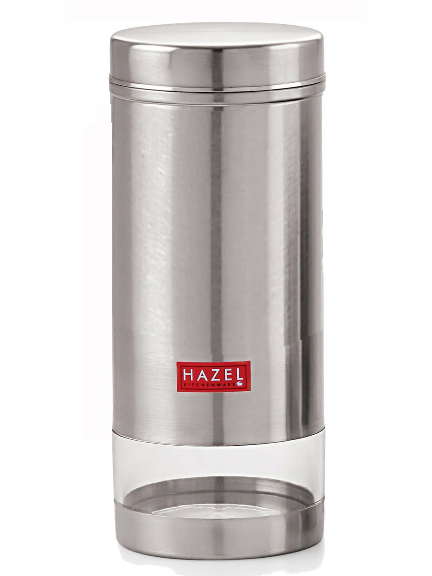 HAZEL Stainless Steel Transparent See Through Container, Silver,Set of 2, 1 Ltr