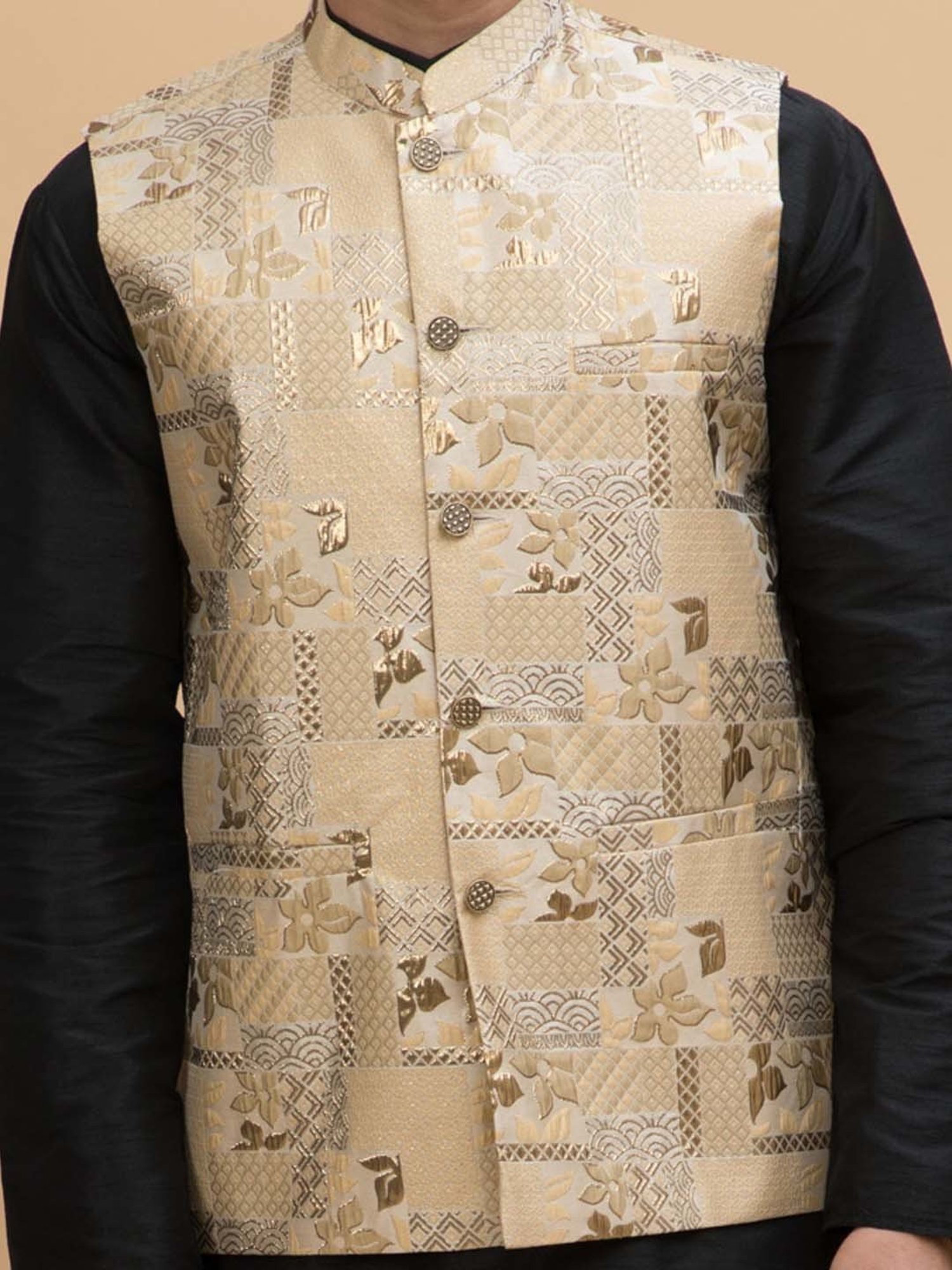 NEUDIS Beige Regular Fit Nehru Jacket
