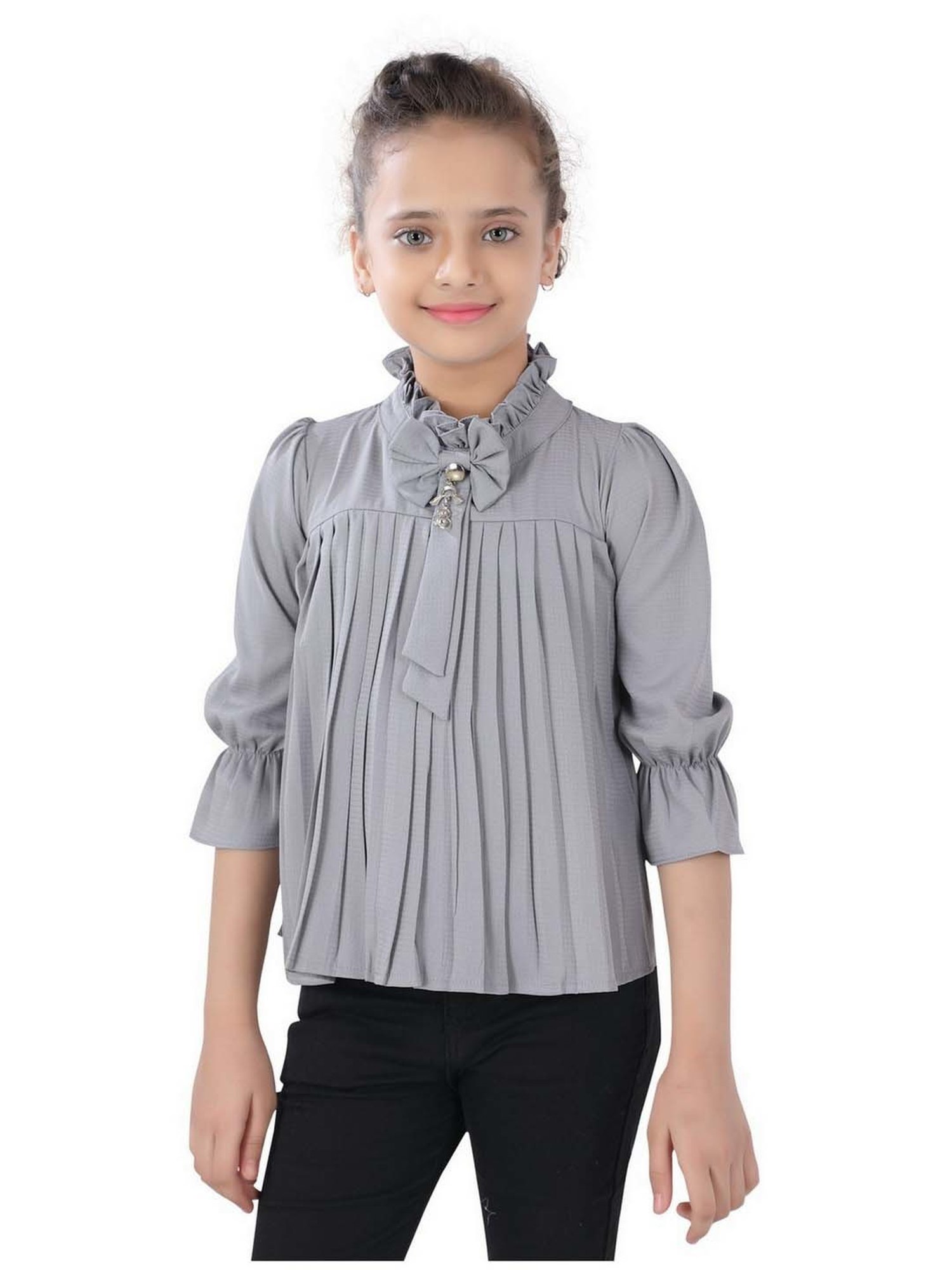 poplins Kids Grey Cotton Regular Fit Top