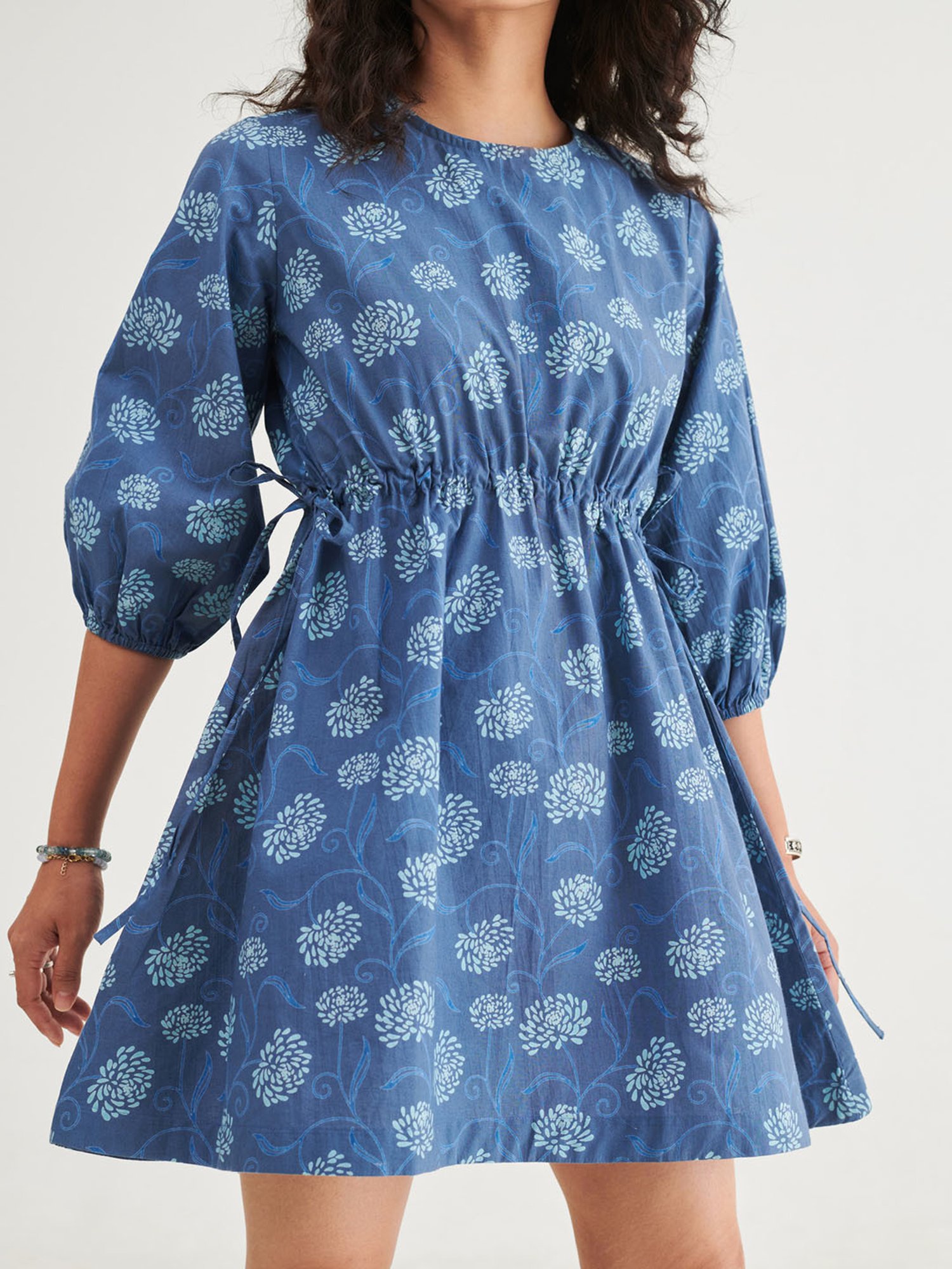 Prakriti Jaipur Indigo Floral Short Dress
