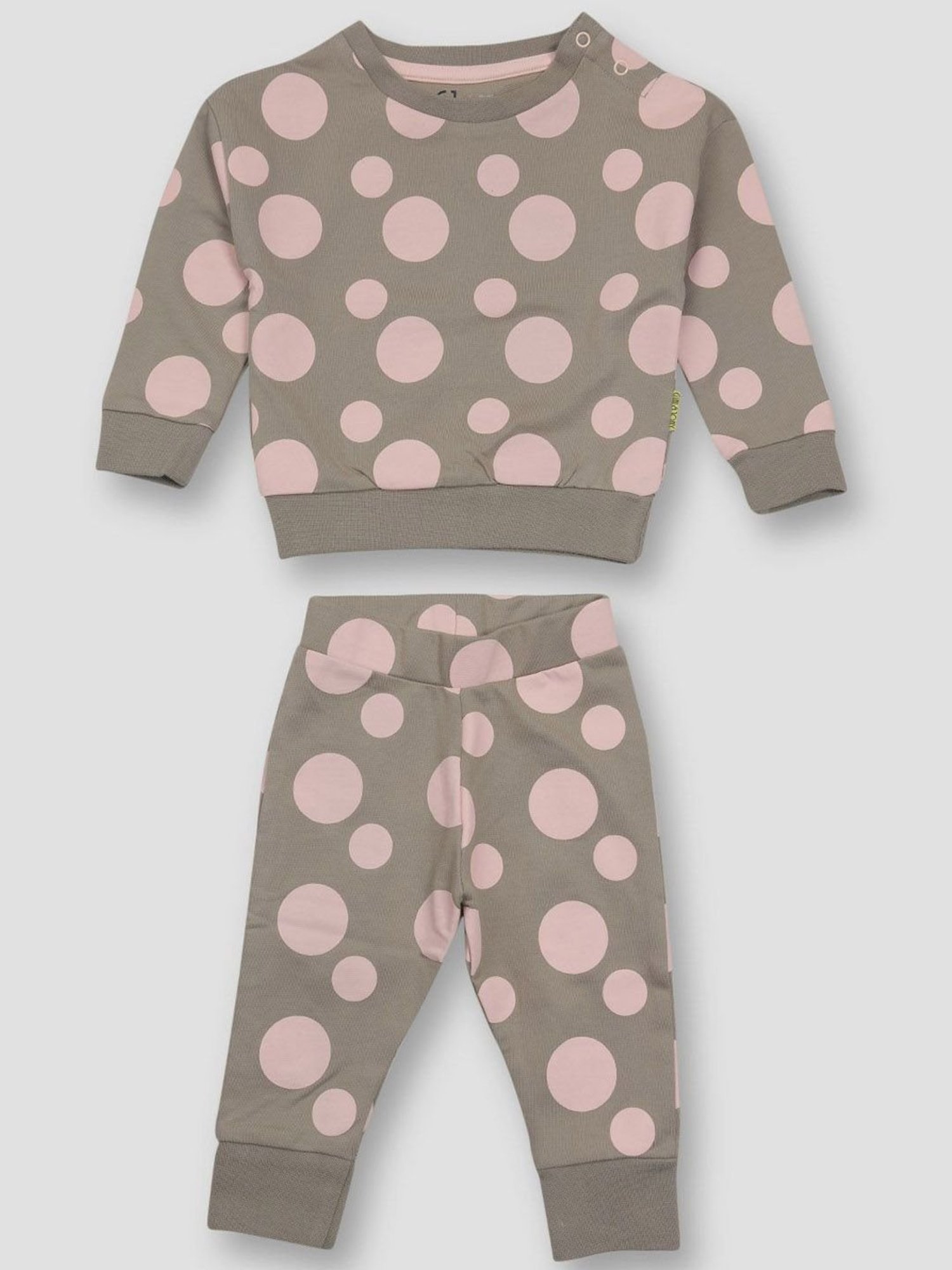 GJ baby Kids Grey & Pink Cotton Printed Full Sleeves Sweatshirt Set