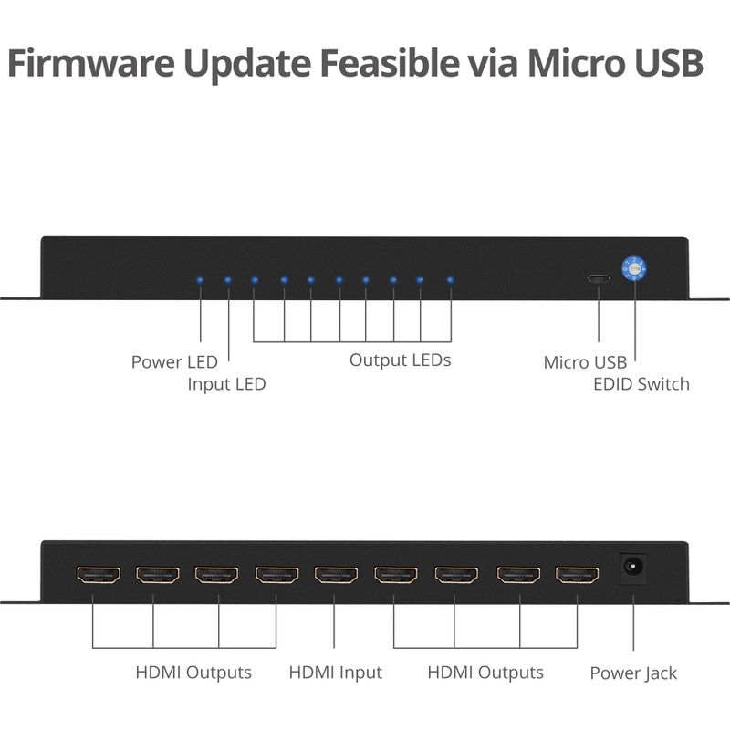 SIIG 1x8 HDMI 2.0 HDR Distribution Amplifier with EDID Management - 4Kx2K 60Hz - 3840 ?? 2160 - 600 MHzMaximum Video Bandwidth