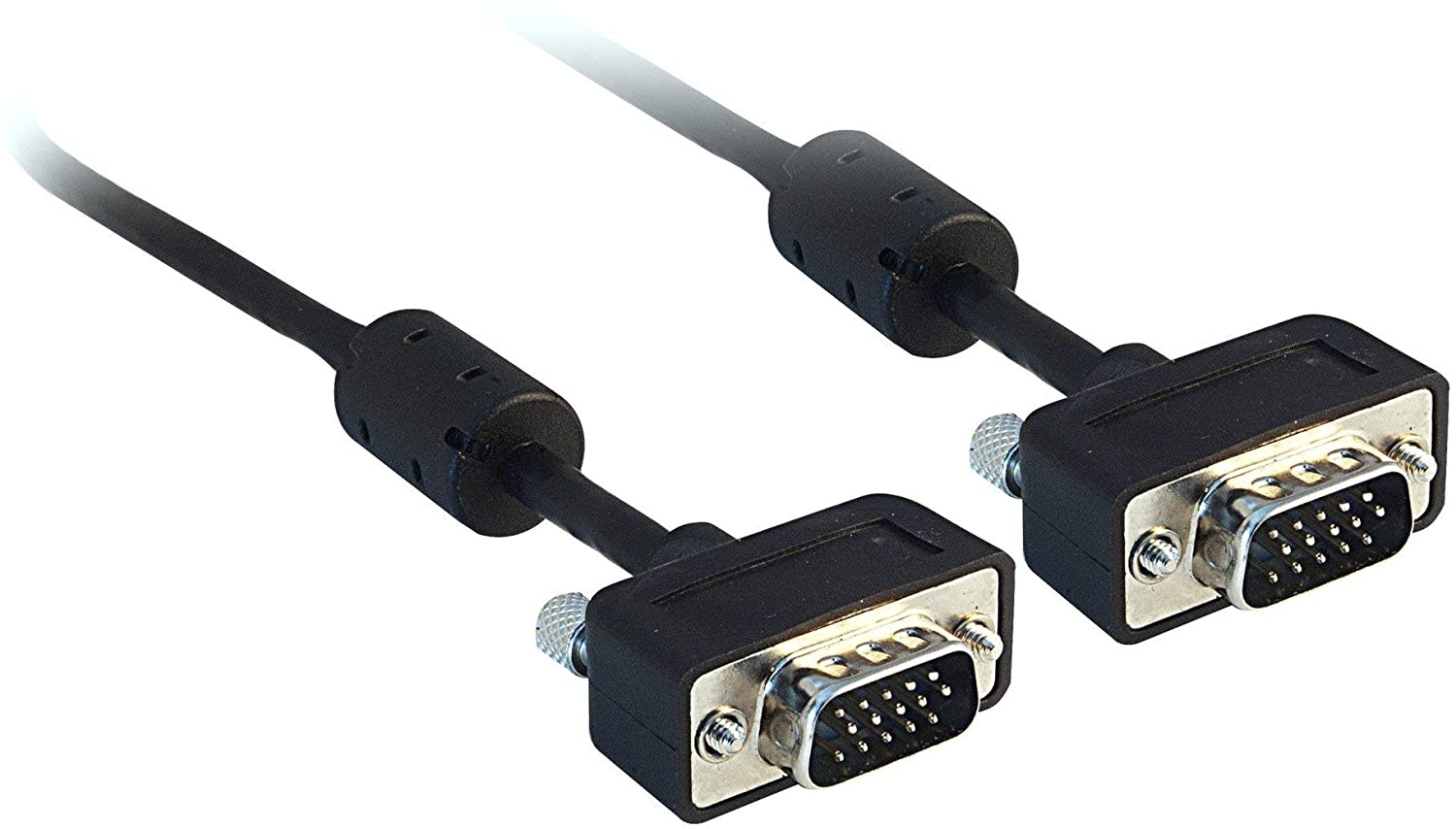 GOWOS Slim SVGA Cable with Ferrites Black HD15 Male Coaxial Construction 32 AWG 15 Feet
